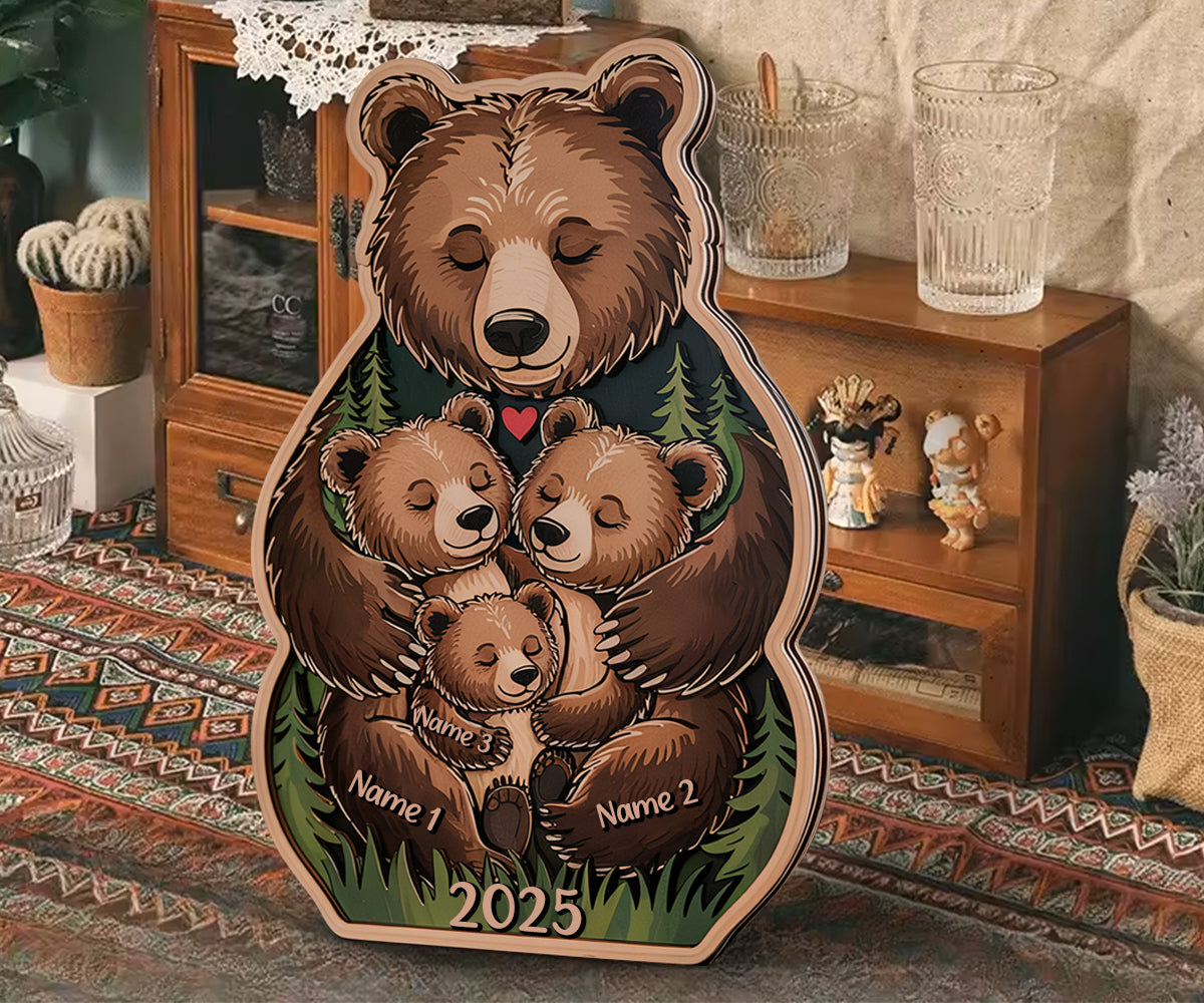 Personalized 2-Layer Wooden Bear Family Puzzle, Baby puzzle, Family Name, Gift for Dad, and Unique Home Decor, Gift for Parents, Gift for Mum