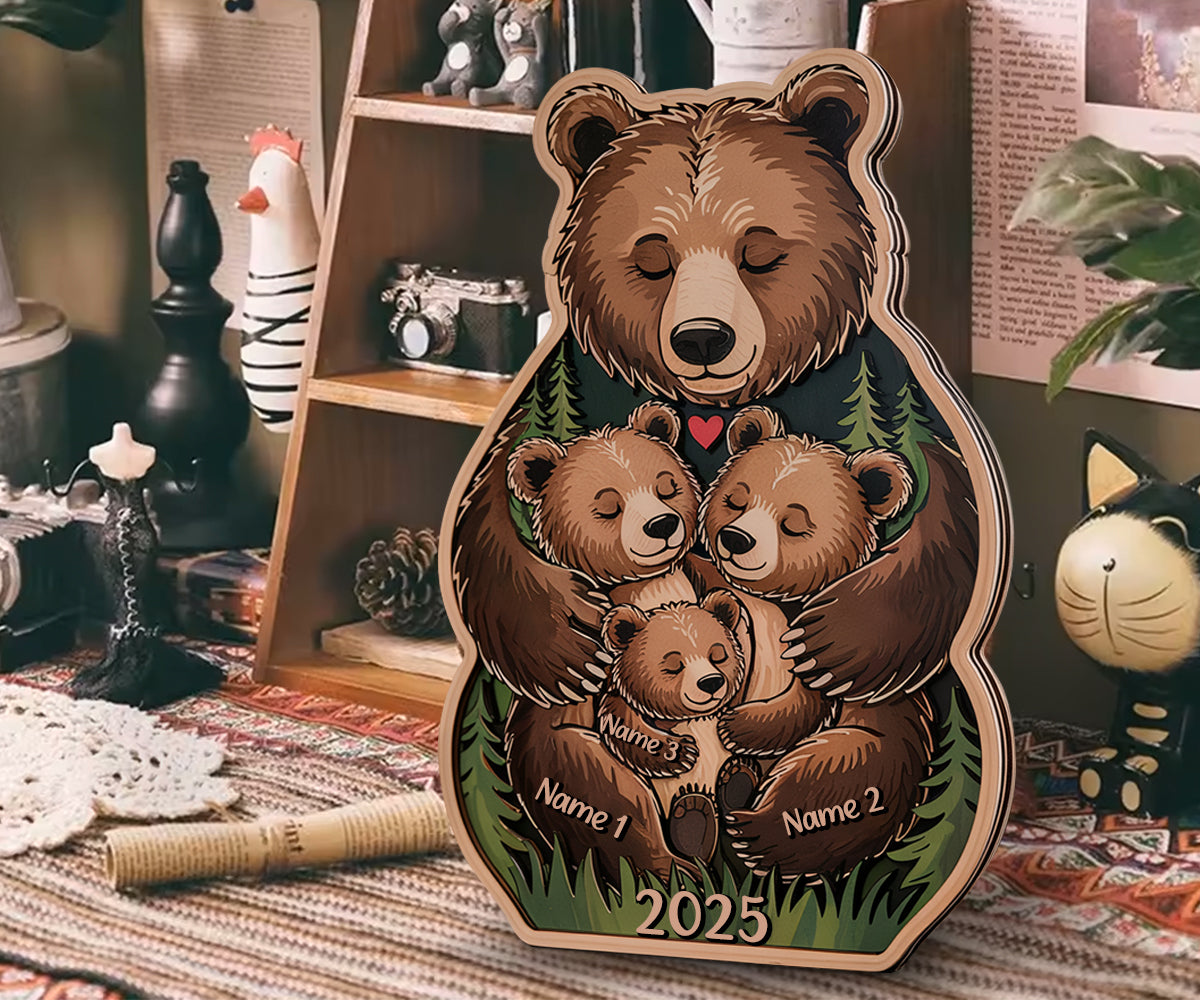 Personalized 2-Layer Wooden Bear Family Puzzle, Baby puzzle, Family Name, Gift for Dad, and Unique Home Decor, Gift for Parents, Gift for Mum