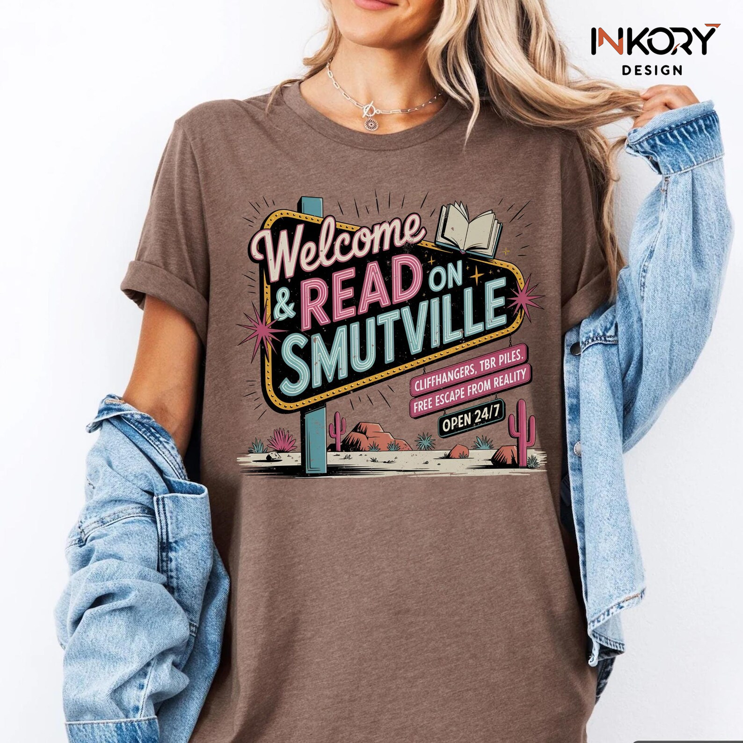 Welcome And Read On Smutville Funny Book Shirt, Western design Shirt, Smut lover Trendy Shirt, Funny Reader Book Shirt, TBR Pile Spicy Book
