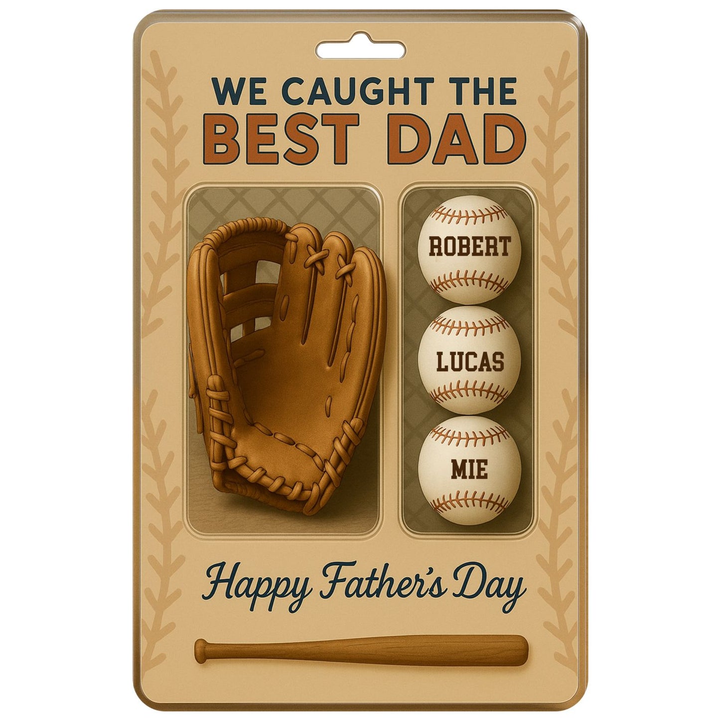 I Caught the Best Dad Baseball Custom Figure Personalized Acrylic Block Plaque, Father's Day Gift For Dad And Kid Plaque, Happy Father's Day