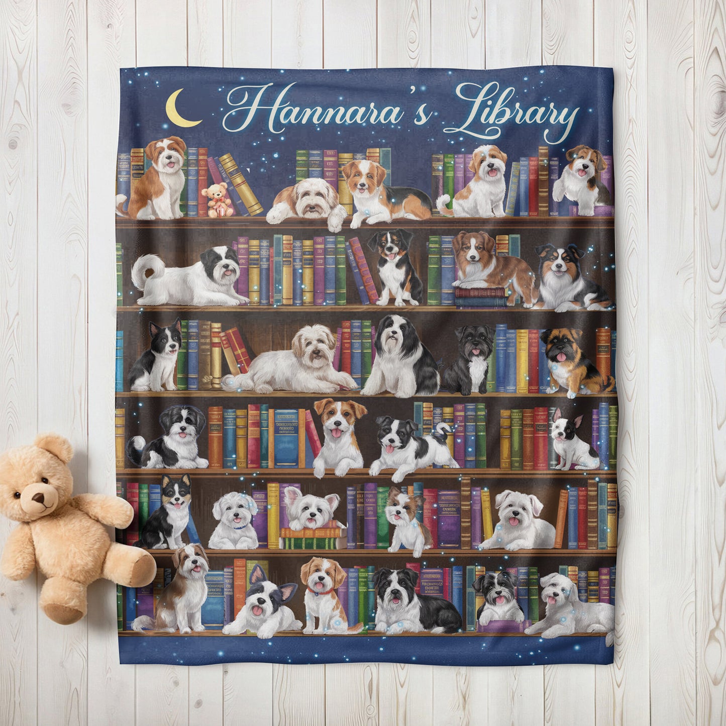 Book Lover's Blanket, Dog and library, dog and book, Personalized Books Blanket, Bookworm blanket, Custom Gift For Reading Lover, just a girl who love dog and book, daughter gift, dog mom gift, dog dad gift, dog lovers gift