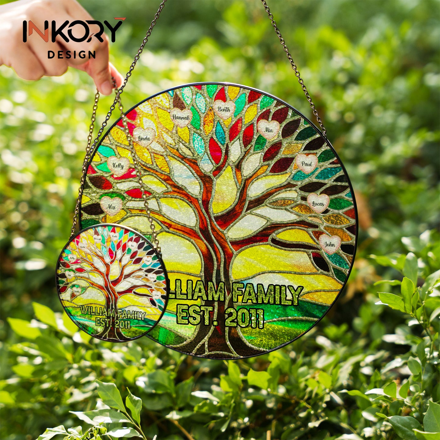 Personalized Stained Glass Window Hanging Suncatcher, Family Tree Of Life, Mothers Day Gifts, Fathers Day Gifts, Grandma Gifts, Family Gifts