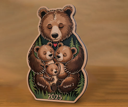 Personalized 2-Layer Wooden Bear Family Puzzle, Baby puzzle, Family Name, Gift for Dad, and Unique Home Decor, Gift for Parents, Gift for Mum