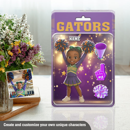 Personalized Cheerleader Acrylic Plaque – Custom Chibi Cheer Gift for Girls – Name Sign Keepsake for Cheerleading Fans & Teen Room Decor