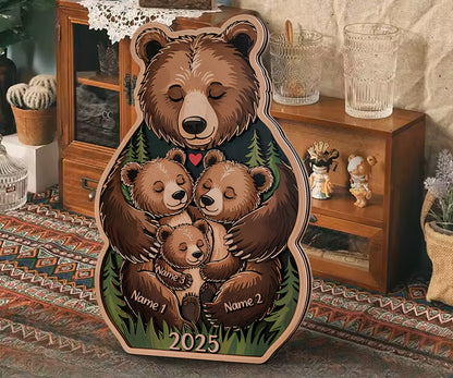 Personalized 2-Layer Wooden Bear Family Puzzle, Baby puzzle, Family Name, Gift for Dad, and Unique Home Decor, Gift for Parents, Gift for Mum