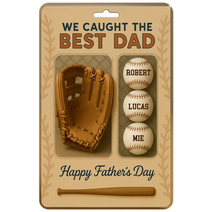 I Caught the Best Dad Baseball Custom Figure Personalized Acrylic Block Plaque, Father's Day Gift For Dad And Kid Plaque, Happy Father's Day
