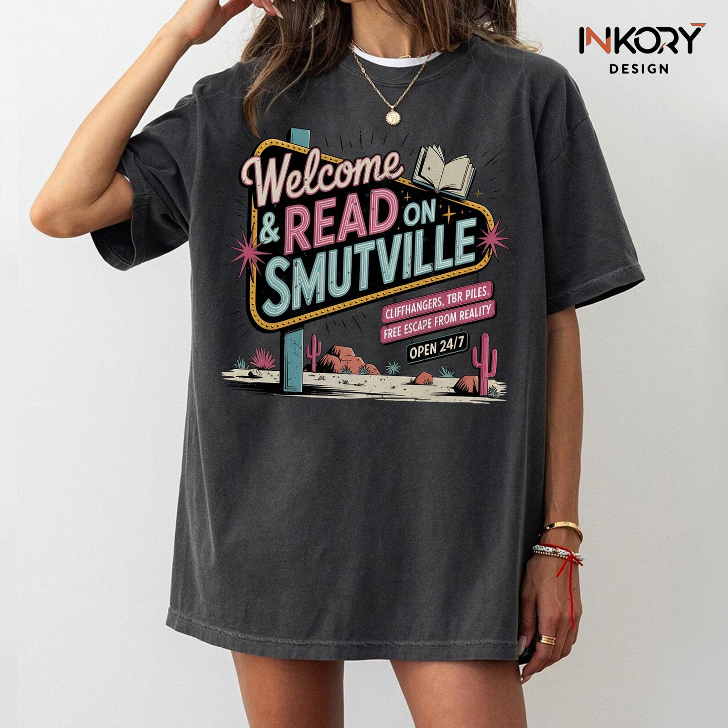 Welcome And Read On Smutville Funny Book Shirt, Western design Shirt, Smut lover Trendy Shirt, Funny Reader Book Shirt, TBR Pile Spicy Book