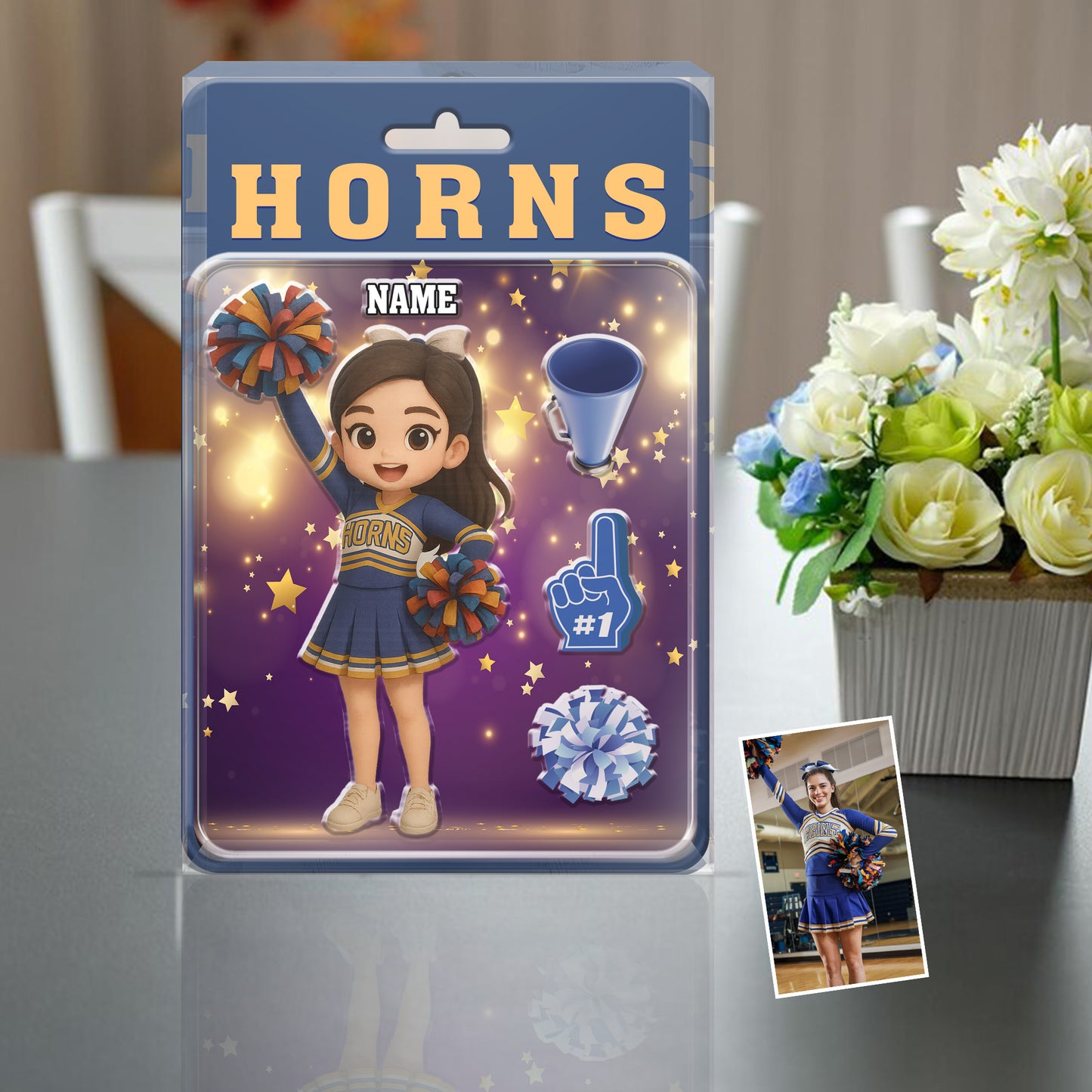 Personalized Cheerleader Acrylic Plaque – Custom Chibi Cheer Gift for Girls – Name Sign Keepsake for Cheerleading Fans & Teen Room Decor