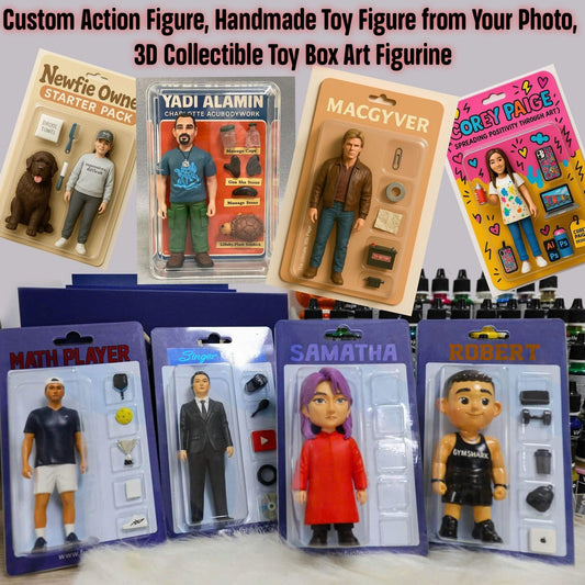 Personalized Figurine for Boyfriend and Husband, Handmade Toy Figure from Your Photo, 3D Collectible Toy Box Art Figurine, with Customizable Theme & Accessories