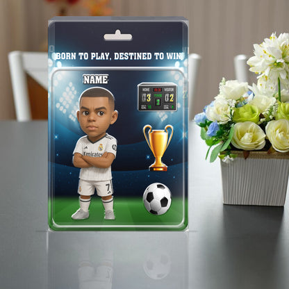 Soccer Fan Gift – Custom 3D Chibi Football Star Acrylic Plaque, Personalized Player Display, Unique Collectible Decor for Kids & Fans