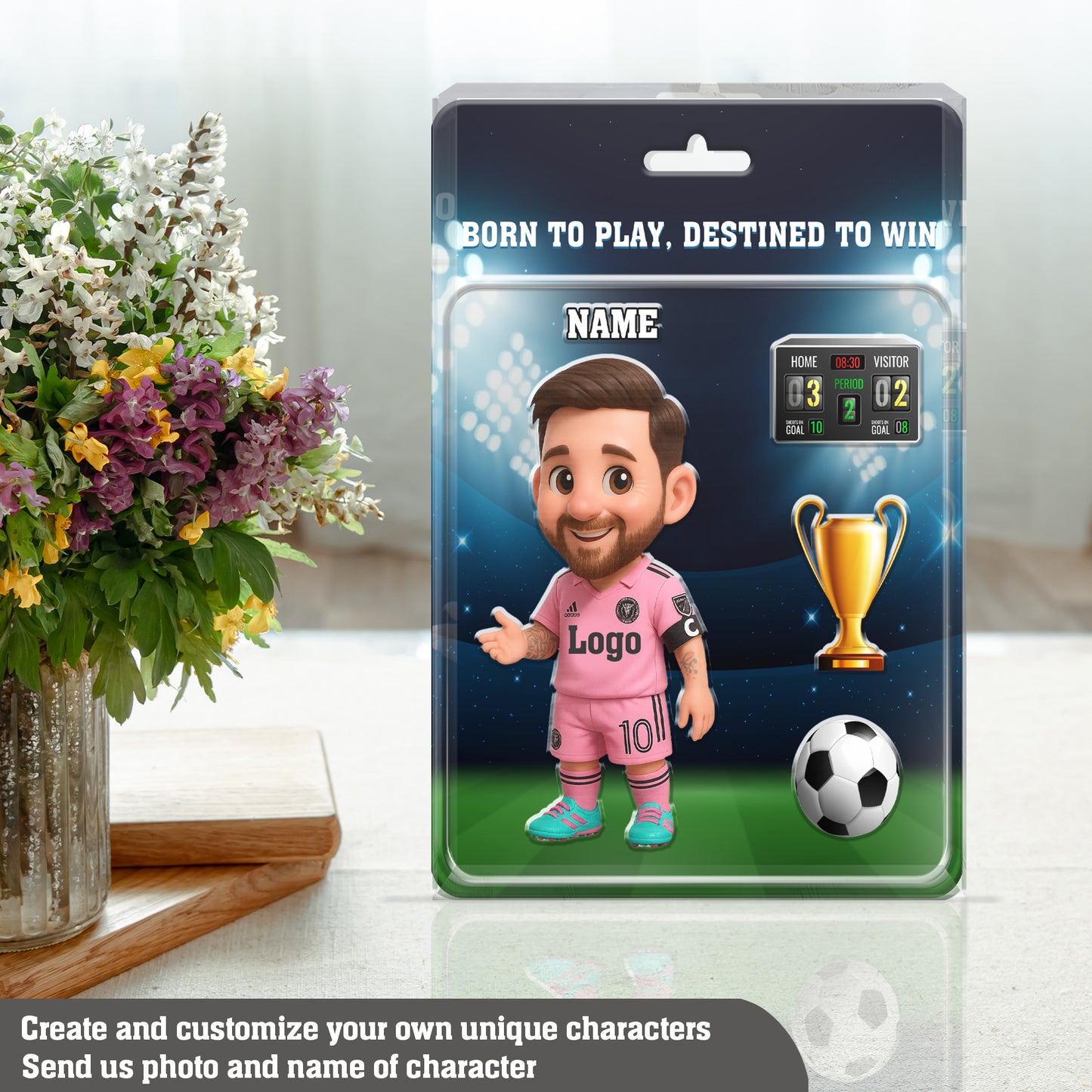 Soccer Fan Gift – Custom 3D Chibi Football Star Acrylic Plaque, Personalized Player Display, Unique Collectible Decor for Kids & Fans