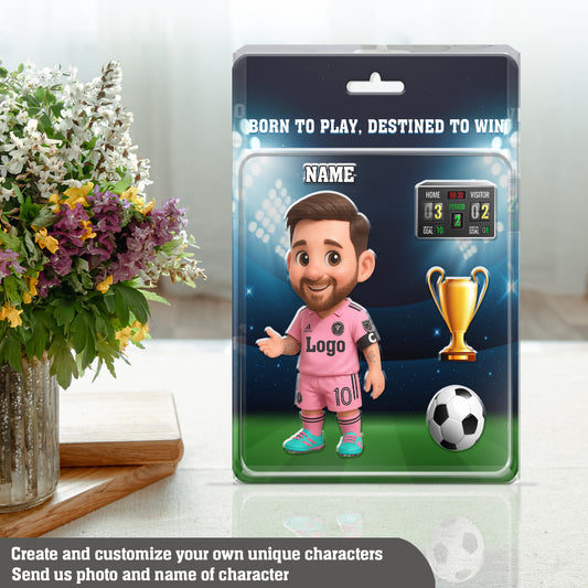 Soccer Fan Gift – Custom 3D Chibi Football Star Acrylic Plaque, Personalized Player Display, Unique Collectible Decor for Kids & Fans
